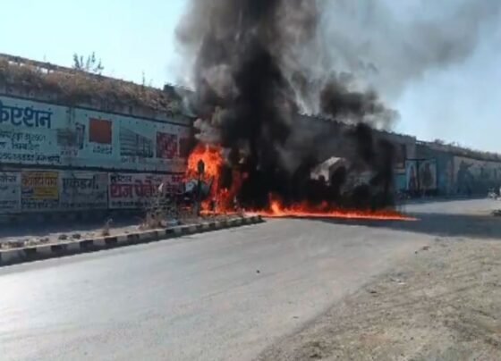 Neemuch Trailer Fire Video