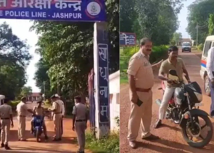 जशपुर में बिना हेलमेट घूम रहे 12 पुलिसवालों का कटा चालान: SSP ने कहा– कानून सबके लिए बराबर है, लापरवाही नहीं चलेगी