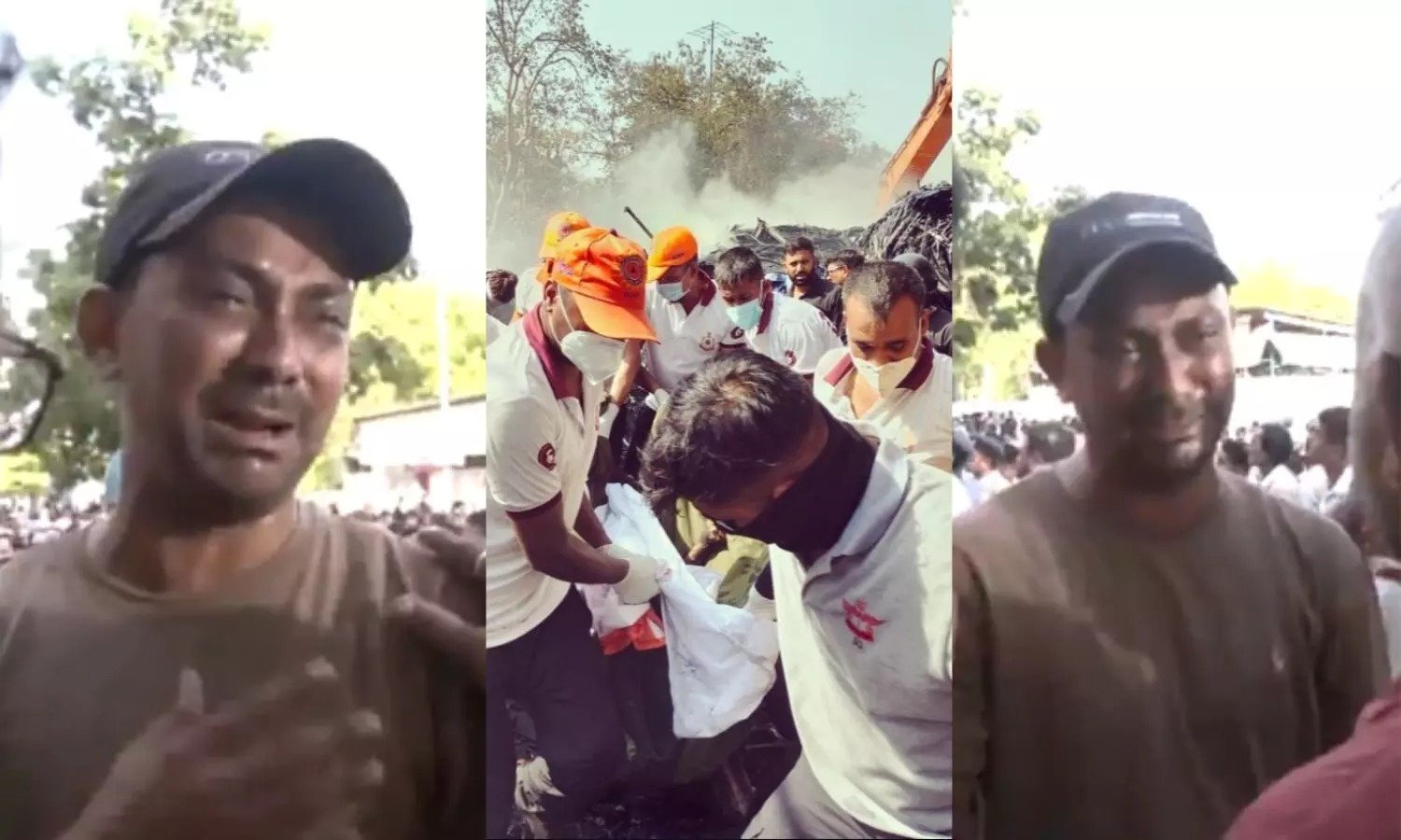 Ahmedabad Plane Crash: प्लेन क्रैश के बाद जलते मलबे के बीच अपनों को ढूंढती निगाहें, आंखों में आंसू और दिलों में दहशत