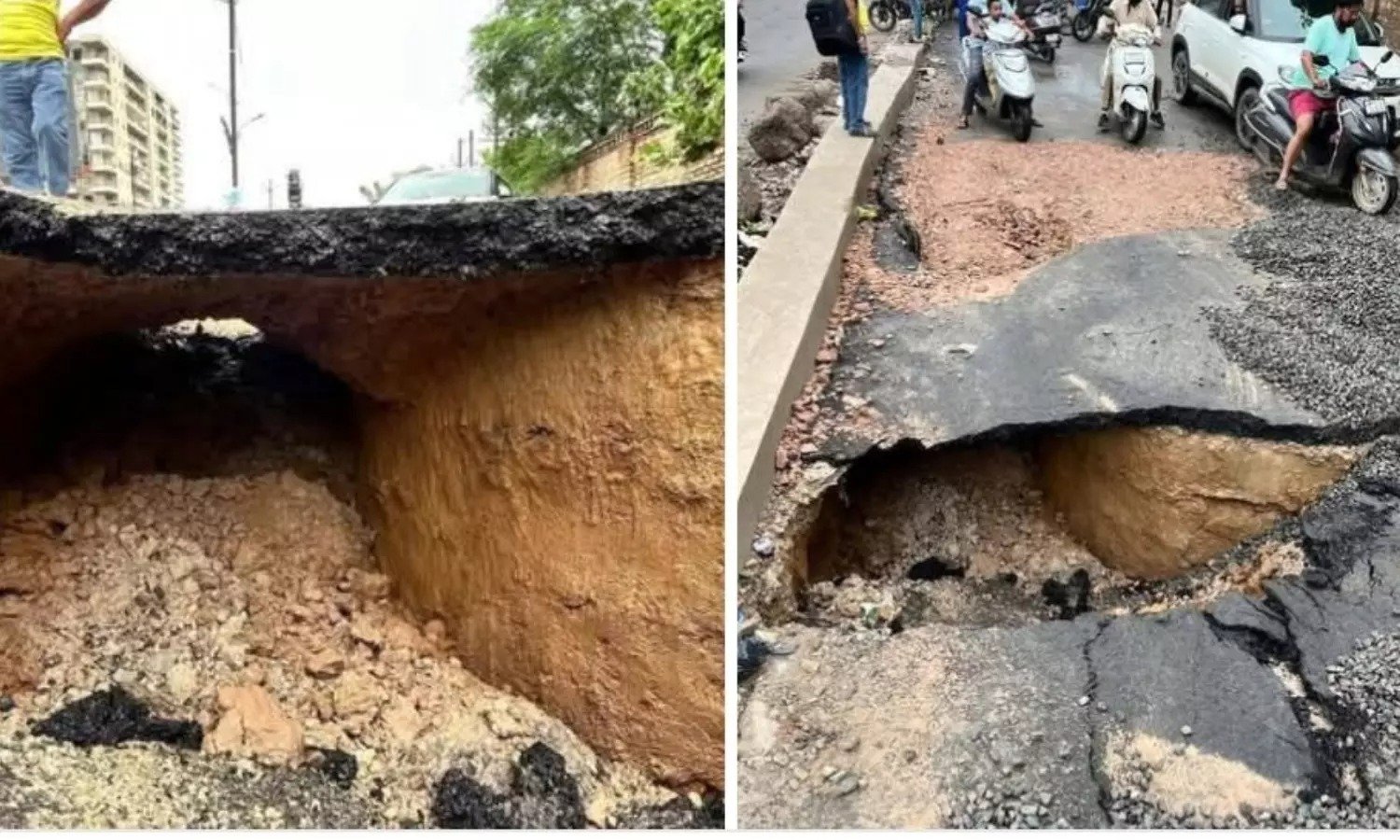 पहली बारिश में ही सड़क बनी सुरंग, प्रशासन ने दिए उच्च स्तरीय जांच के आदेश..