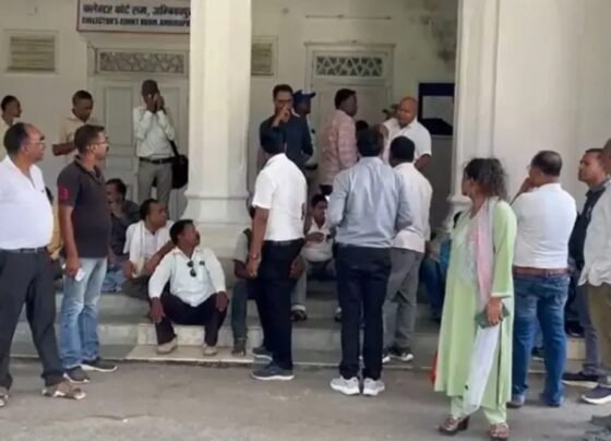 Ambikapur Panchayat Sachiv Protest