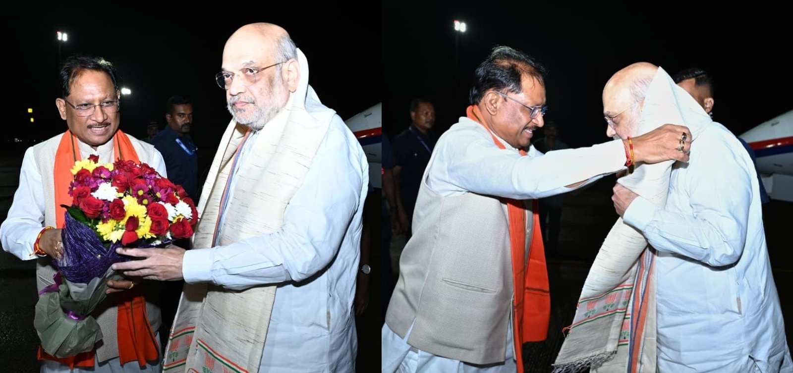 Amit Shah CG Visit News: केंद्रीय गृहमंत्री अमित शाह पहुंचे रायपुर, एयरपोर्ट पर सीएम सहित कई नेताओं ने किया स्वागत, कल बस्तर दशहरा में होंगे शामिल