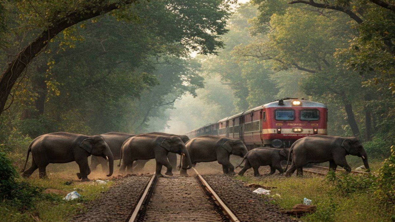 राजधानी एक्सप्रेस की चपेट में आने से 8 हाथियों की मौत, 5 डिब्बे और इंजन पटरी से उतरे