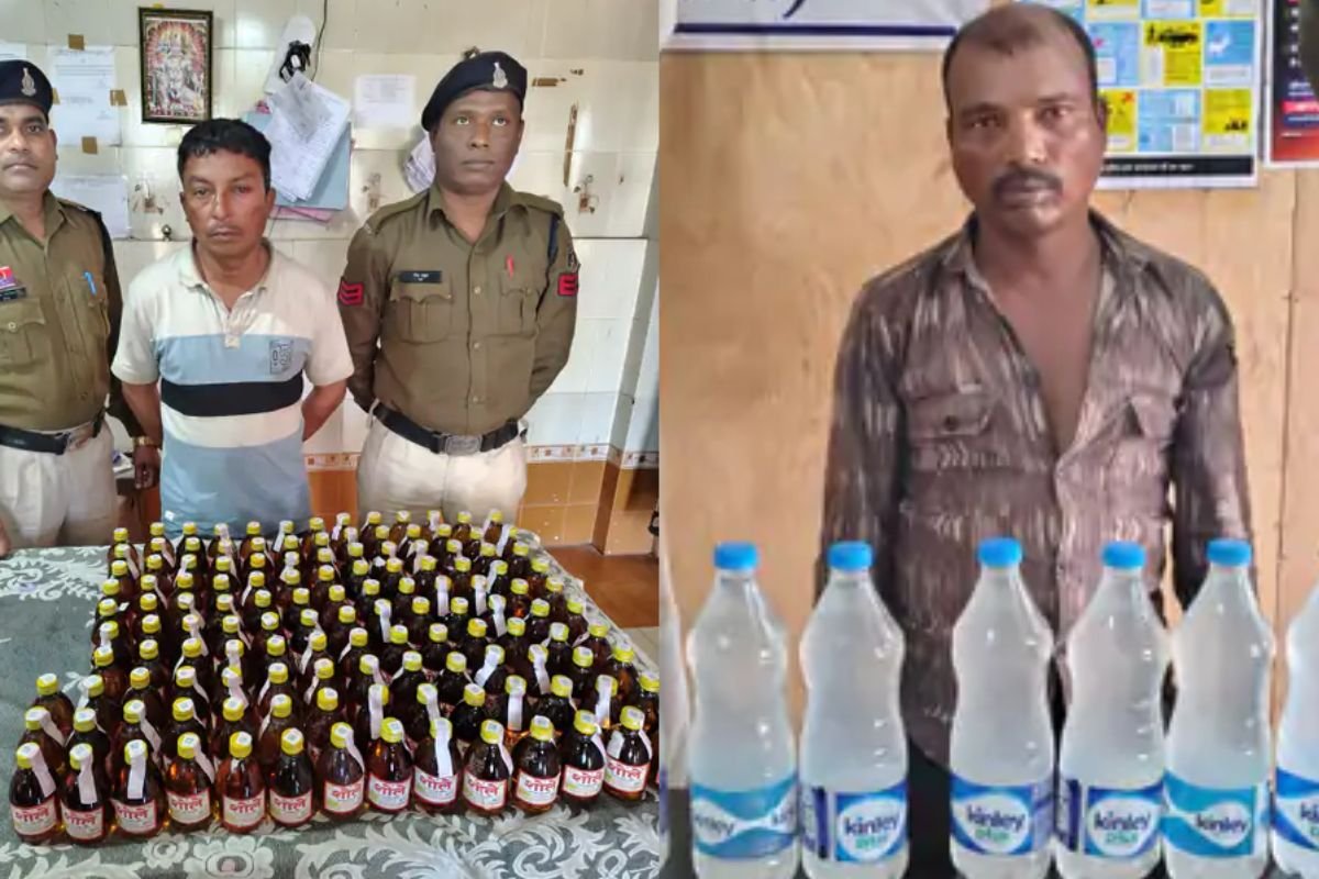 अवैध शराब बेचने वाले दो आरोपियों को पुलिस ने धर-दबोचा, एक पानी की बॉटल में शराब बेच रहा था और दूसरा बाइक में 133 सीसी लेकर ग्राहक तलाश रहा था