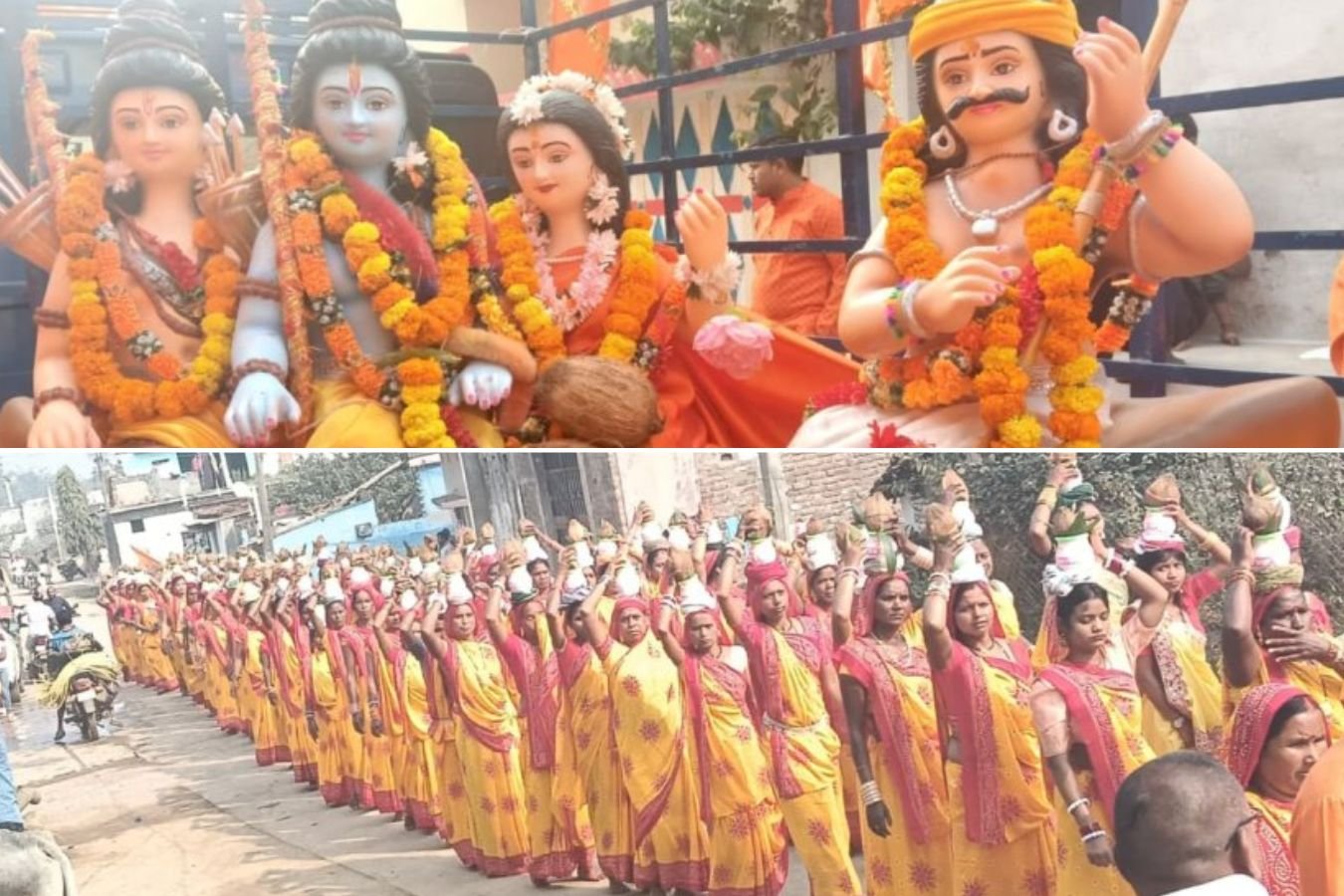 जमराव में भक्त शिरोमणि गुहा निषाद राज जयंती धूमधाम से मनाई गई, विशाल कलश यात्रा में उमड़ा श्रद्धालुओं का जनसैलाब