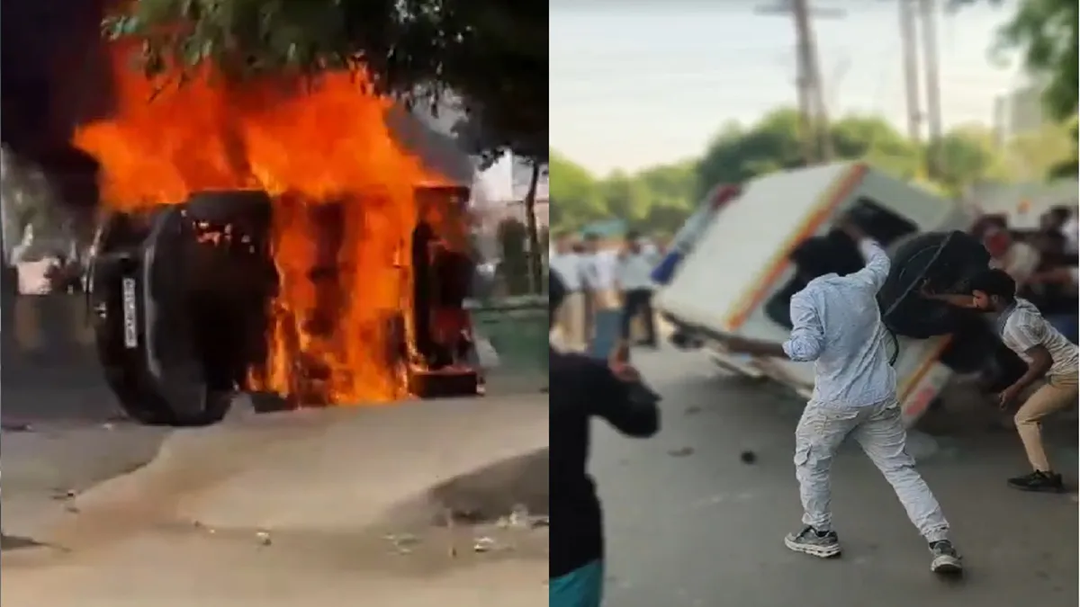नोएडा में सड़क पर उतरे कंपनी के कर्मचारी, सैलरी बढ़ाने की मांग को लेकर हिंसक प्रदर्शन, कई गाड़ियों में तोड़फोड़ के बाद लगाई आग