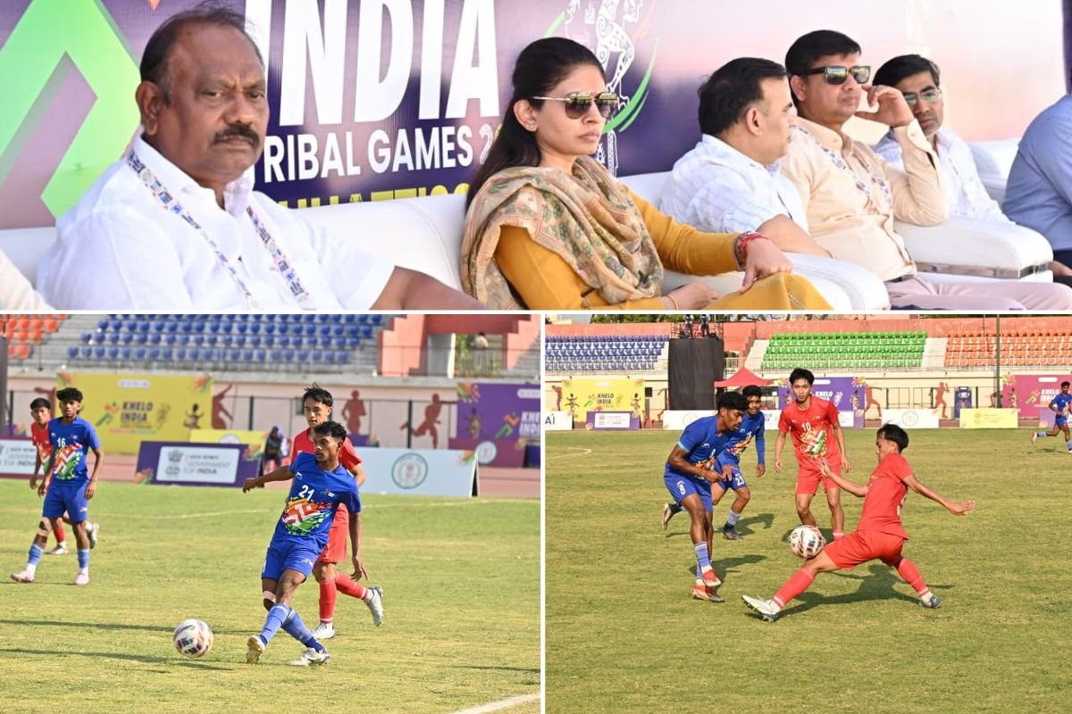 Khelo India Tribal Games 2026 : पुरुष फुटबॉल के सेमीफाइनल में छत्तीसगढ़ और पश्चिम बंगाल ने फाइनल में बनाई जगह, केंद्रीय राज्य मंत्री ने खिलाड़ियों को दी शुभकामनाएं