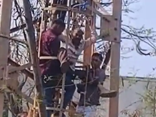 रायपुर में टॉवर पाइप पर चढ़ा माशिमं का ड्राइवर, डायल-112 की टीम ने नीचे उतारा, राहगीरों ने वीडियो बनाकर किया वायरल