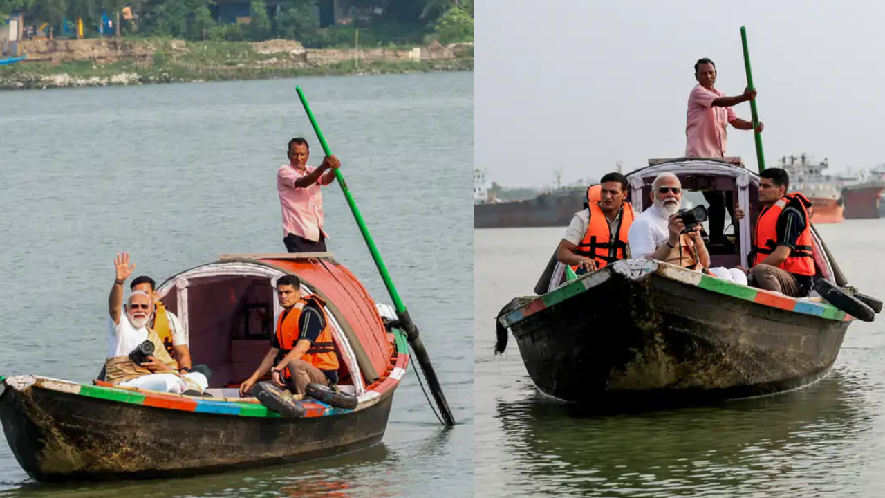 हुगली नदी में PM मोदी की बोट राइड: नरेंद्र मोदी ने खींची तस्वीरें, नाविक को दिए 1000 रुपये