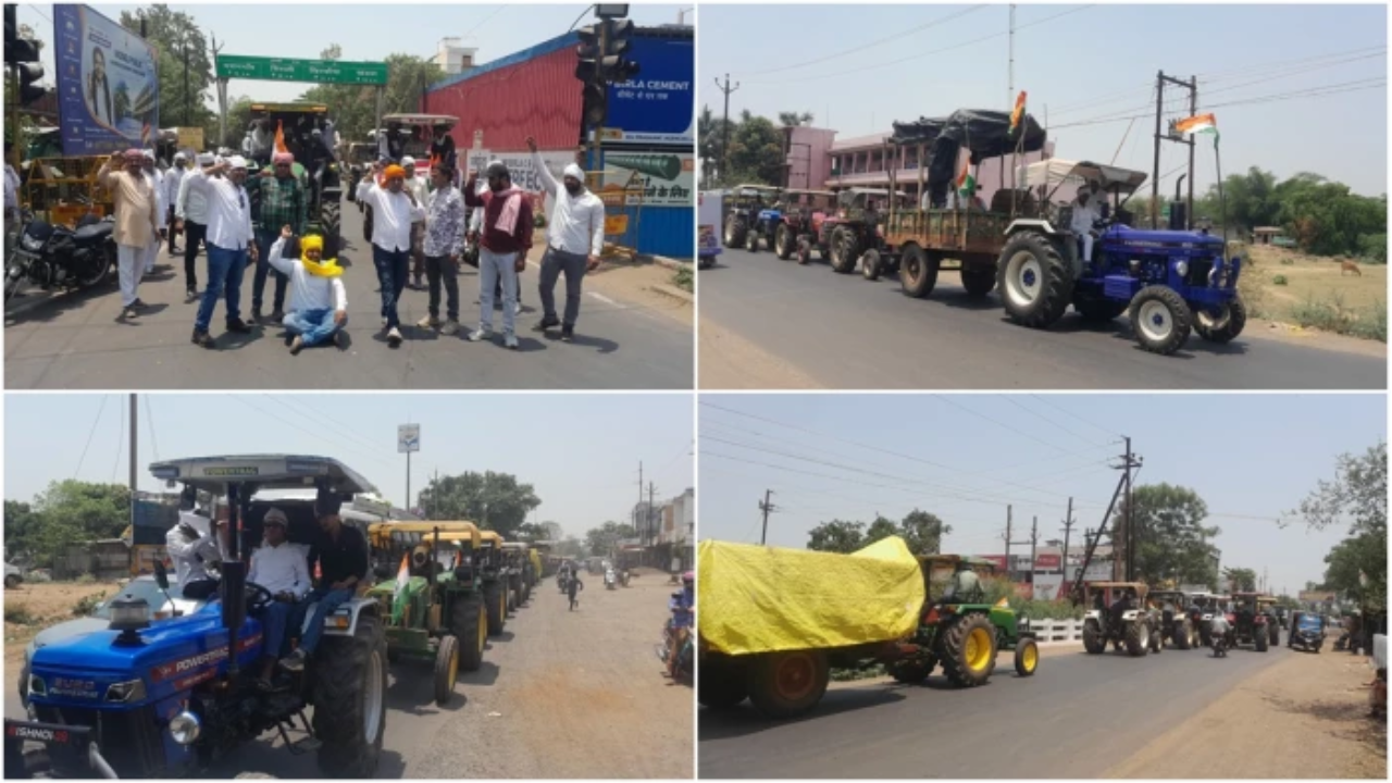 MSP पर खरीदी की मांग को लेकर हरदा में किसानों का बड़ा आंदोलन, हजारों ट्रैक्टरों से शहर घिरा