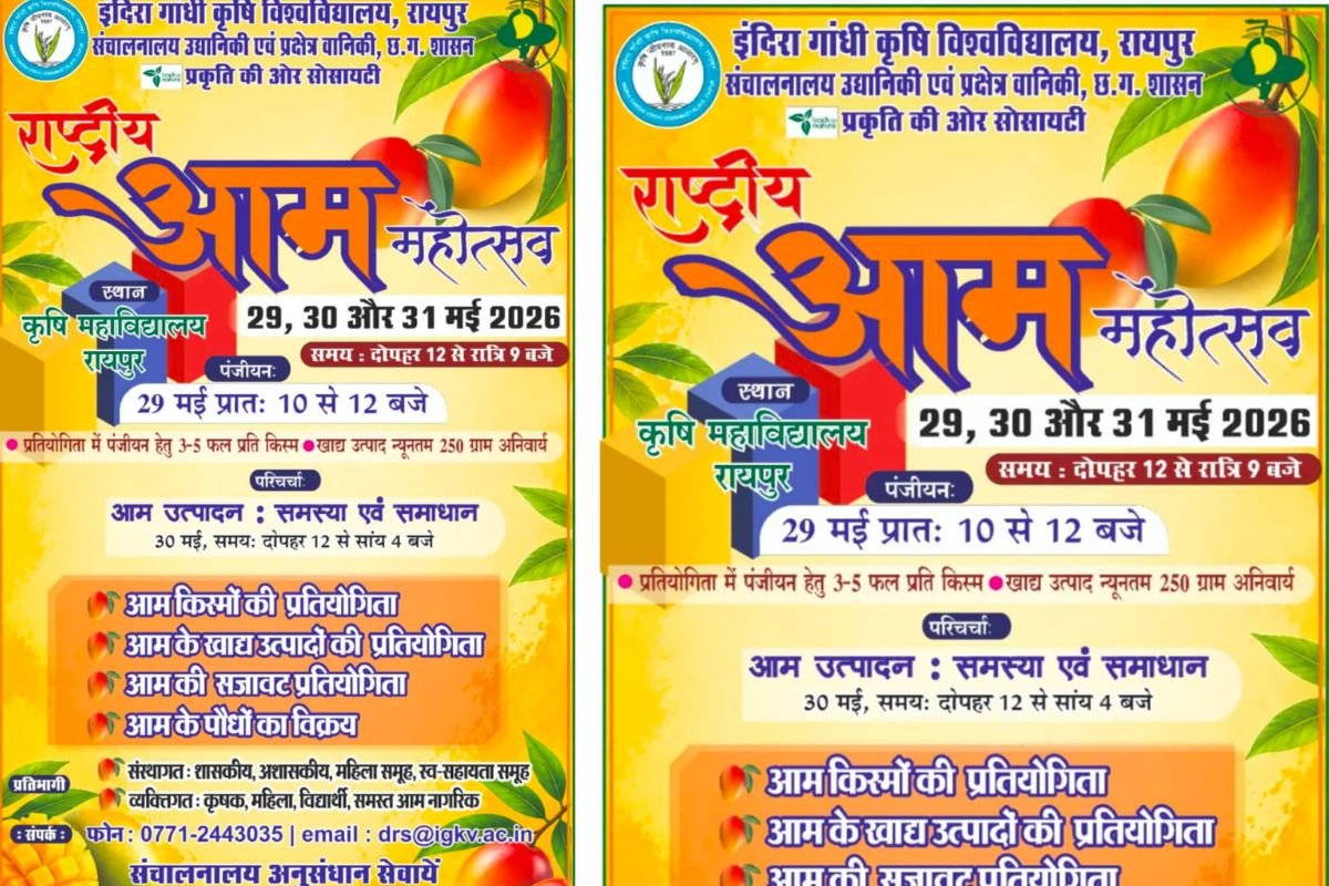 इंदिरा गांधी कृषि विश्वविद्यालय में शुक्रवार से तीन दिवसीय राष्ट्रीय आम महोत्सव, राज्यपाल करेंगे शुभारंभ