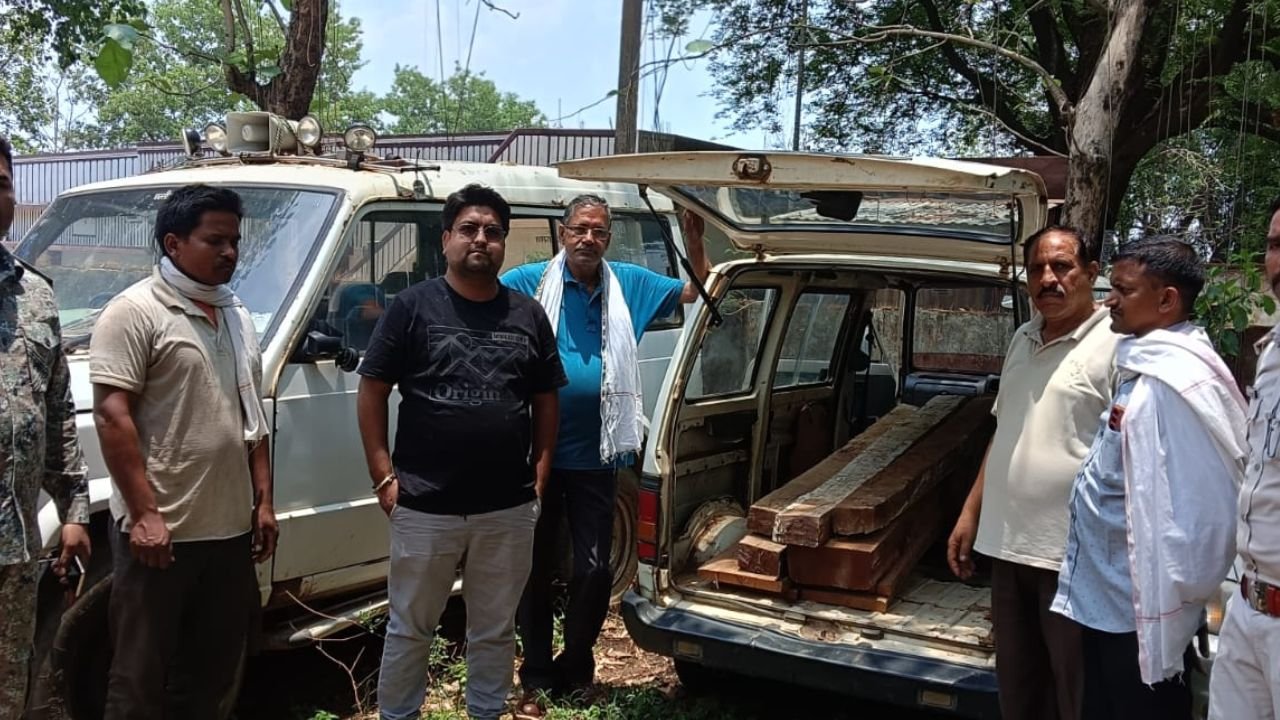 Surajpur News: सूरजपुर में लकड़ी तस्करों पर शिकंजा, वन विभाग ने वाहन समेत अवैध साल लकड़ी की खेप पकड़ी