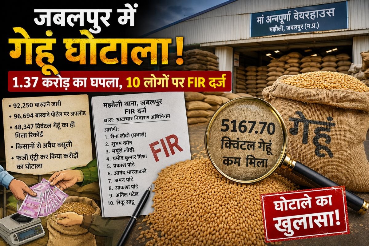 Wheat Scam: 1.37 करोड़ का गेहूं घोटाला उजागर: वेयरहाउस से 5167 क्विंटल गेहूं गायब, खरीदी केंद्र प्रभारी समेत 10 पर FIR