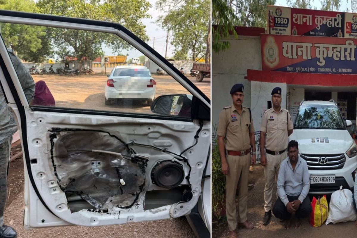 कार के गुप्त चेंबर में छिपाकर ला रहे थे गांजा, दुर्ग पुलिस ने दो तस्करों को दबोचा