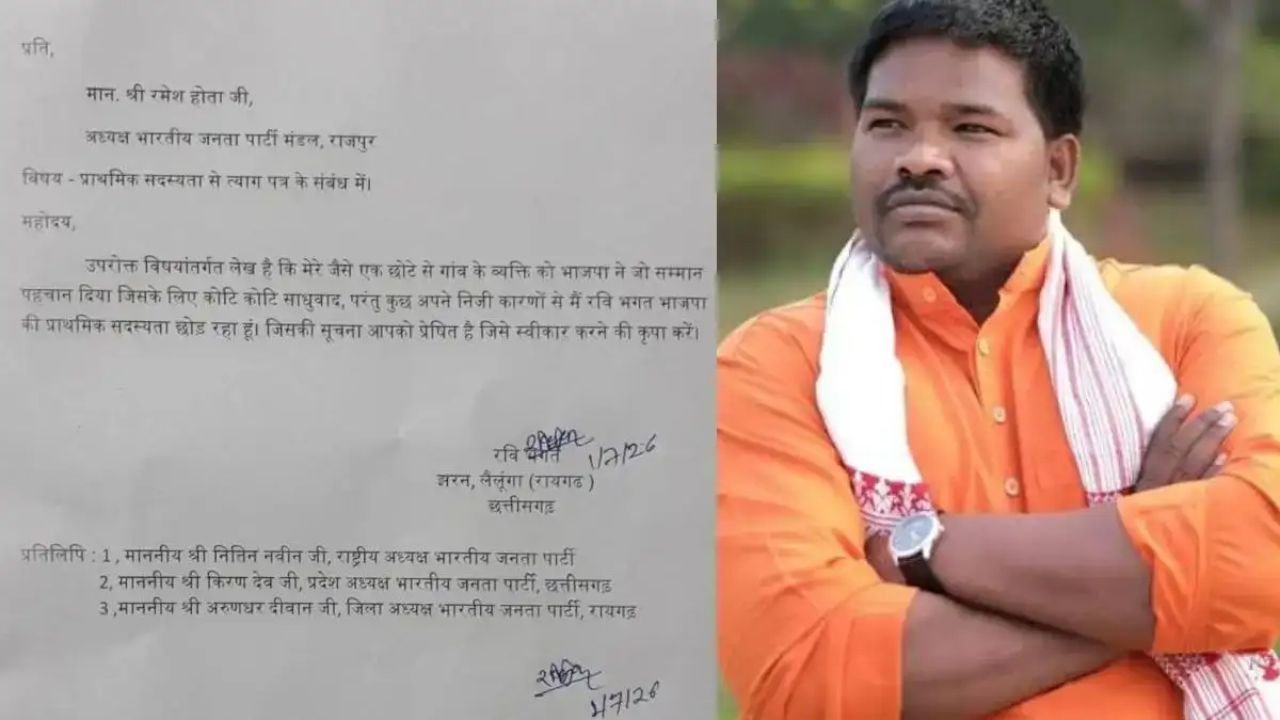 CG News: भाजयुमो के पूर्व प्रदेश अध्यक्ष रवि भगत ने भाजपा की प्राथमिक सदस्यता से दिया इस्तीफा, प्रदेश की राजनीति में हलचल