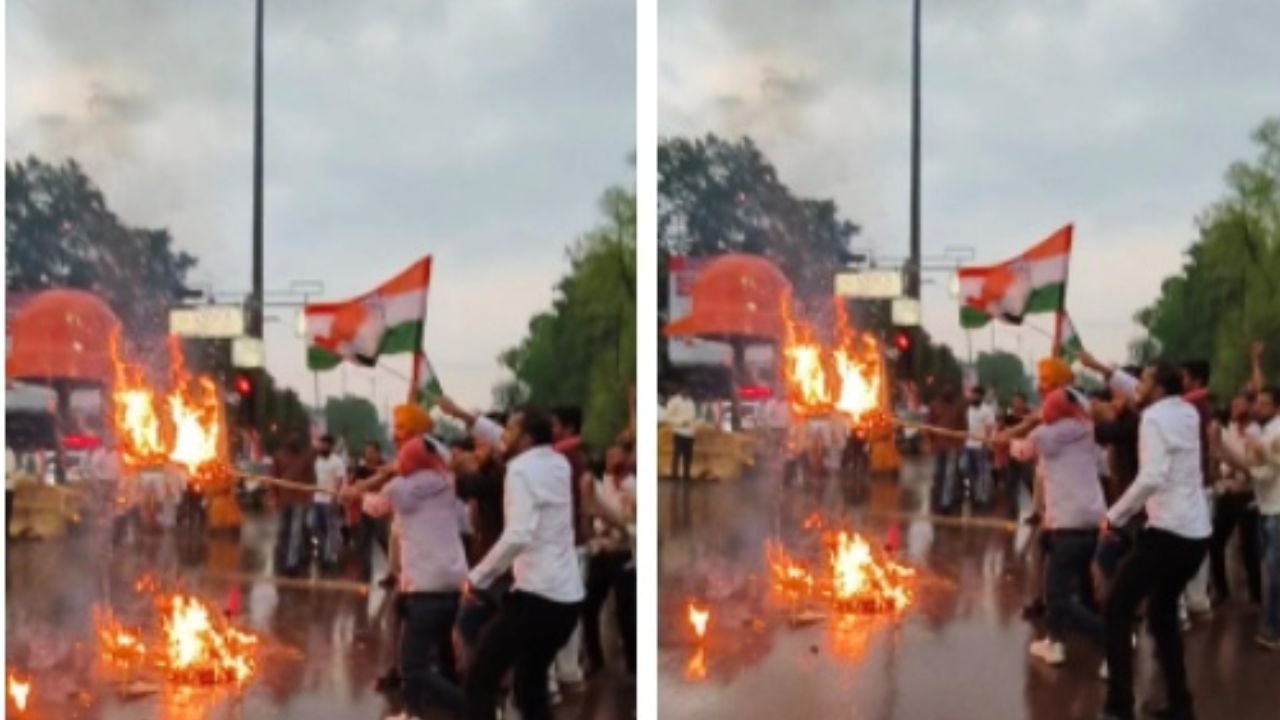 Durg Congress Protest: नकटी कार्रवाई के विरोध में दुर्ग में कांग्रेस का उग्र प्रदर्शन, मुख्यमंत्री विष्णुदेव साय का फूंका पुतला