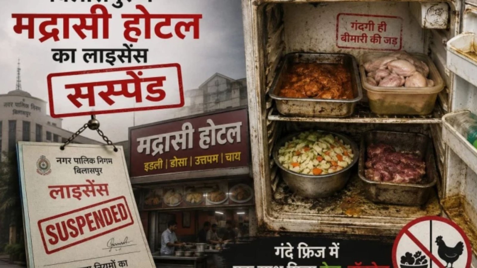 Bilaspur News : जांच में खुली होटल की पोल, गंदगी और खाद्य सुरक्षा नियमों के उल्लंघन पर लाइसेंस सस्पेंड
