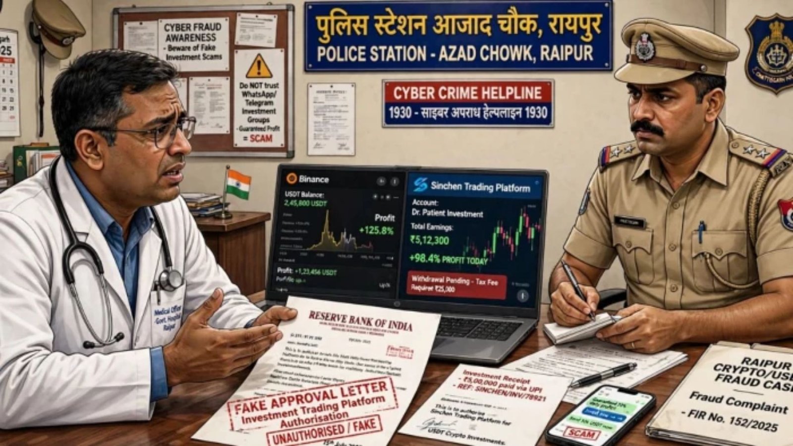 Raipur News : क्रिप्टो करेंसी निवेश के नाम पर लाखों की ठगी, आजाद चौक पुलिस ने दो लोगों के खिलाफ दर्ज किया केस